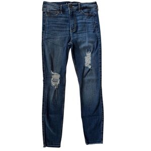 Hollister High Rise Super Skinny Cropped Jeans Distressed Size 3R